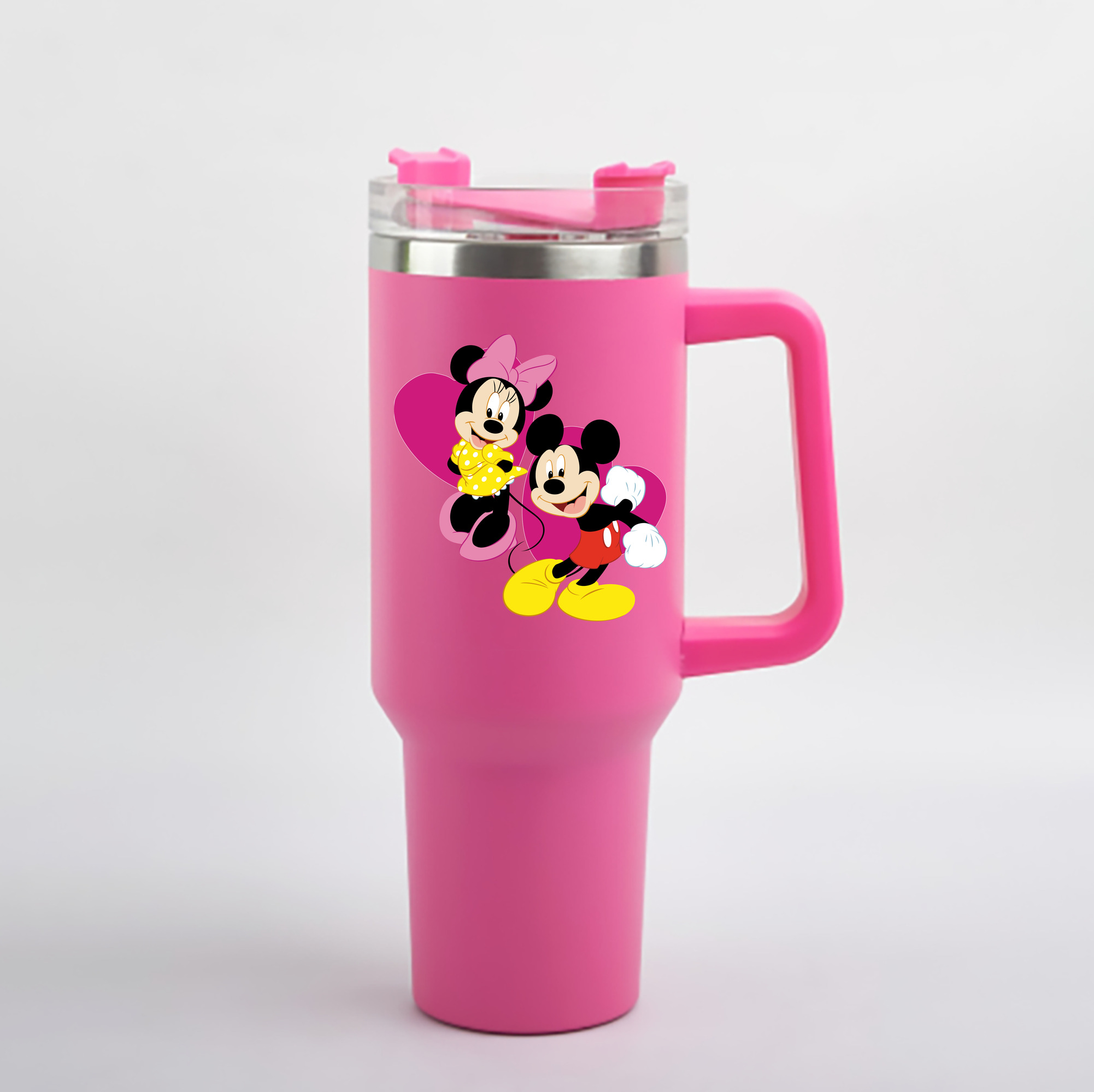 （画像用） ミッキーマウス Mickey Mouse 1200mL車用タンブラー - クリスタルステッカー（プラスチックストロー付き）